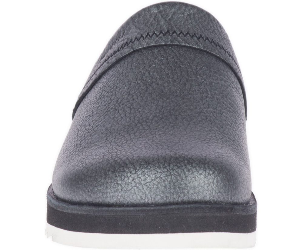 Merrell Slip Ons Black - Juno Clog Leather - Womens 94HETKSZU